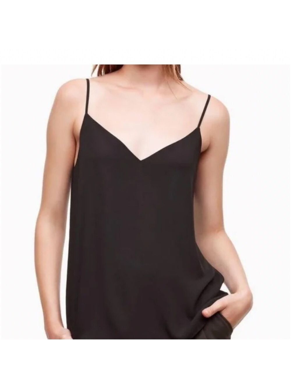 Aritzia Babaton  Everly Black Spaghetti Strap Top V neck Small